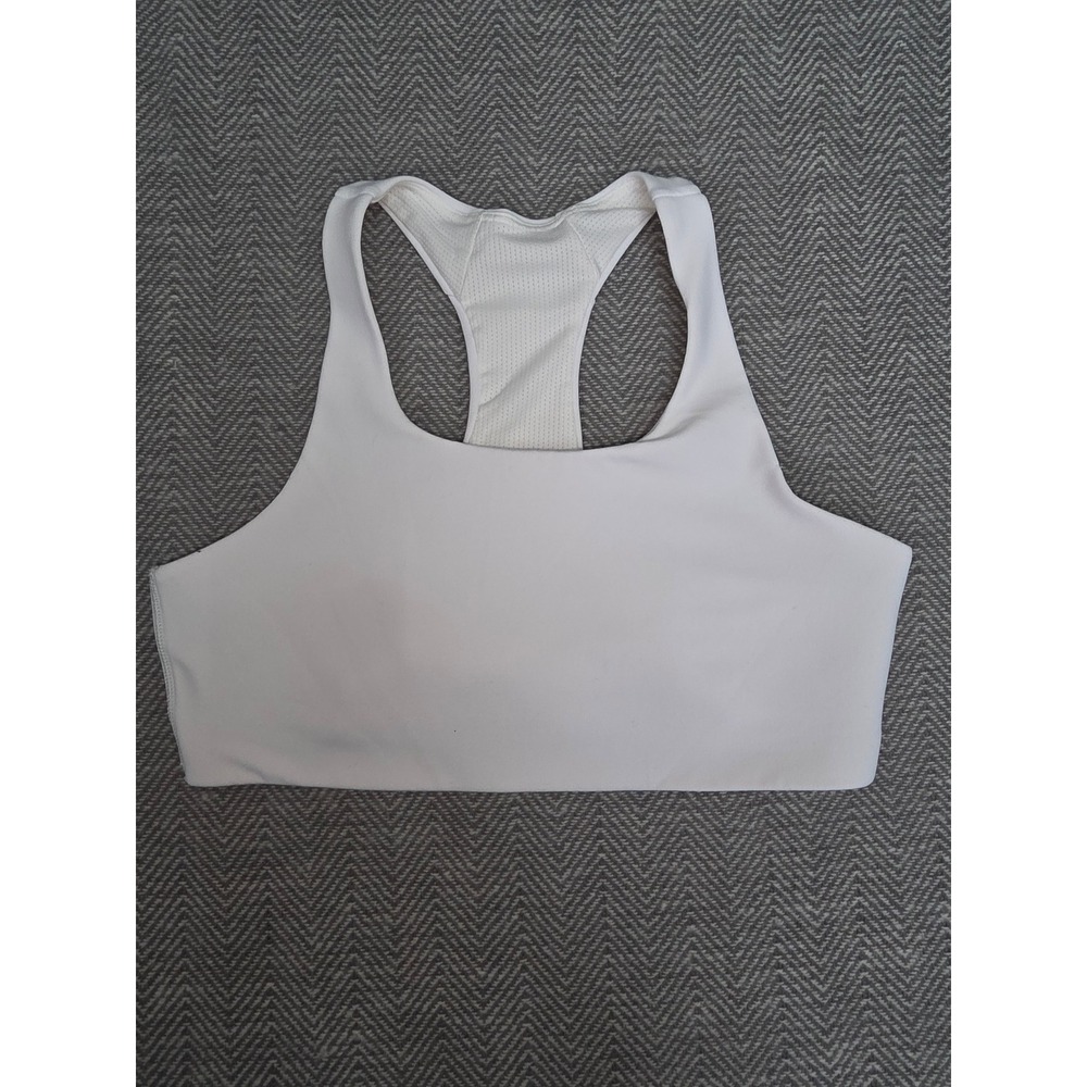 Athletic Racerback Sports Bra Girls XL/14 White Mesh Back Built-In Coverage